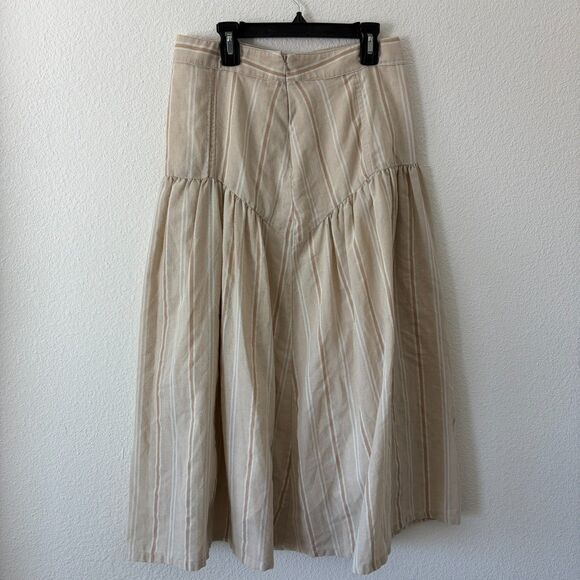 Vtg Anthropologie Beige Stripe Skirt US 6 Button Front Cottagecore Western Rodeo - Picture 5 of 10